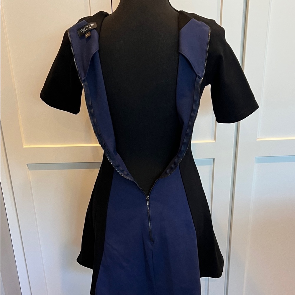 Topshop Black and Blue Mini Dress 2 - Picture 7 of 8